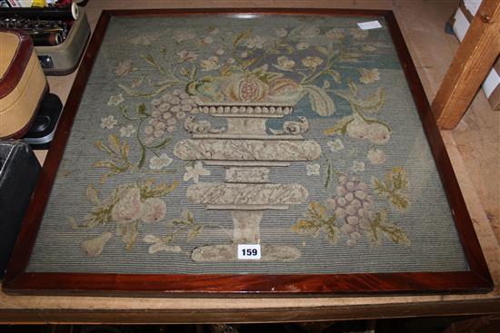 French needlework panel of flowers in a classical urn